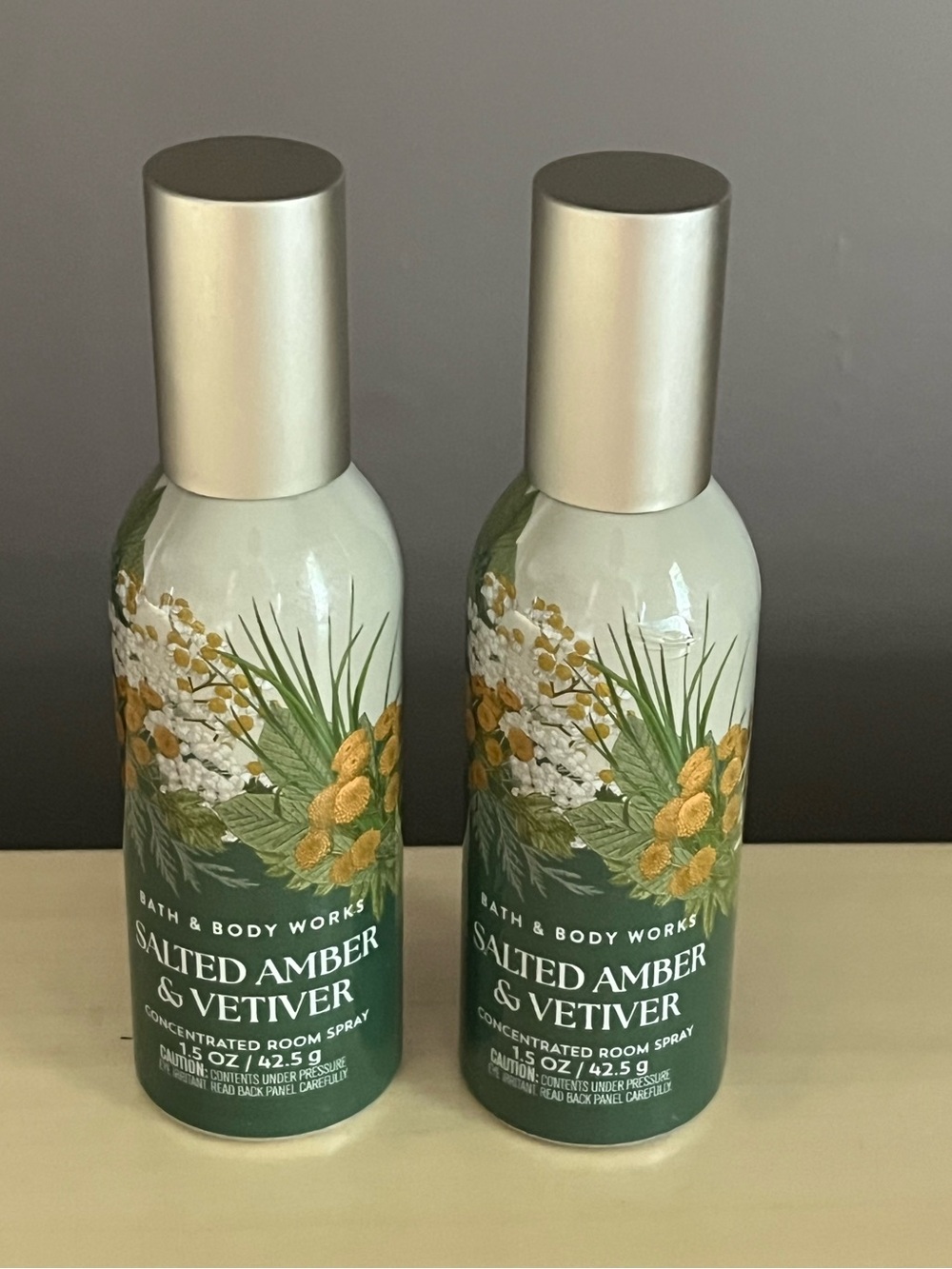 Two White Barn Bath Body Works Salted Amber & Vetiver Concentrated Room Sprays